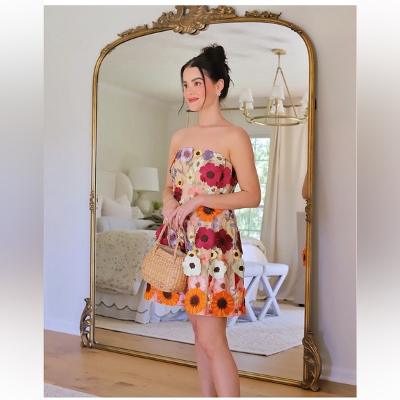 NWT Antonio Melani Sunny Multi Floral Applique Embroidered Mini Dress - Picture 9 of 11